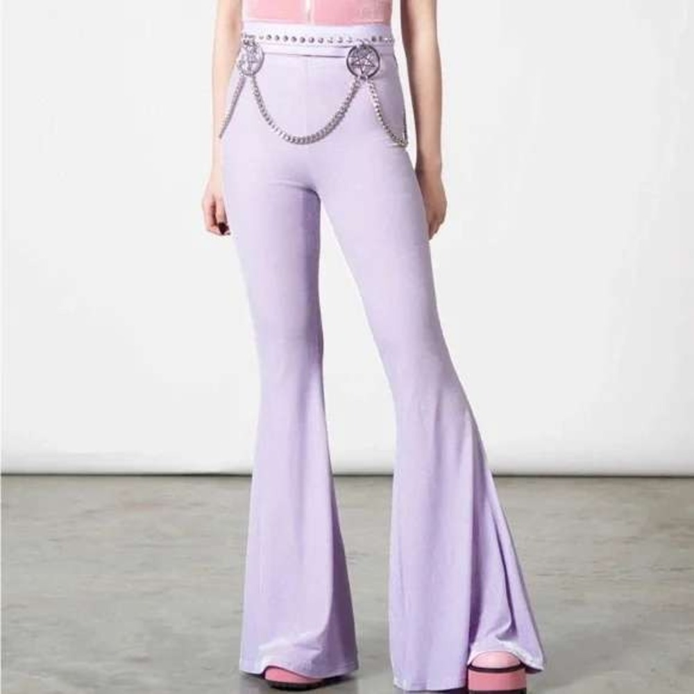 Killstar Moondance Bellbottom pastel lilac leggings‎